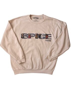 Spice Girls Women’s Wannabe Graphic Logo Pullover White Sweatshirt Size M